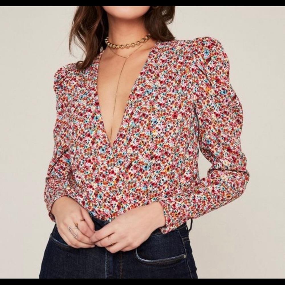 AFRM Nora bodysuit red ditsy floral